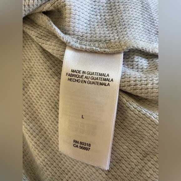 Lucky brand Large camouflage camo waffle knit thermal long sleeve blouse raw hem - Picture 9 of 10